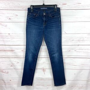 J Brand Mid Rise Faded Dark Indigo Wash Ignite Straight Skinny Jeans 27